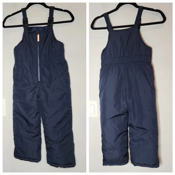 NWT Oshkosh 2-Piece Snowsuit Set Fleece Lined Blue Grey Coat Navy Bib M 5-6